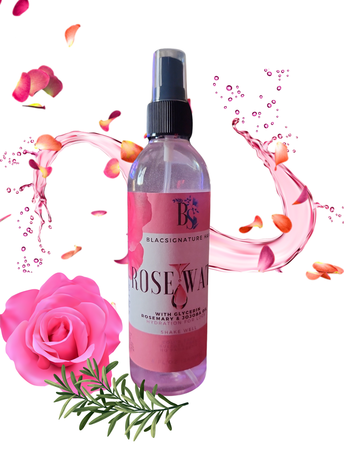 Rose Water with Glycerin & Rosemary Oil for Locs, 8oz